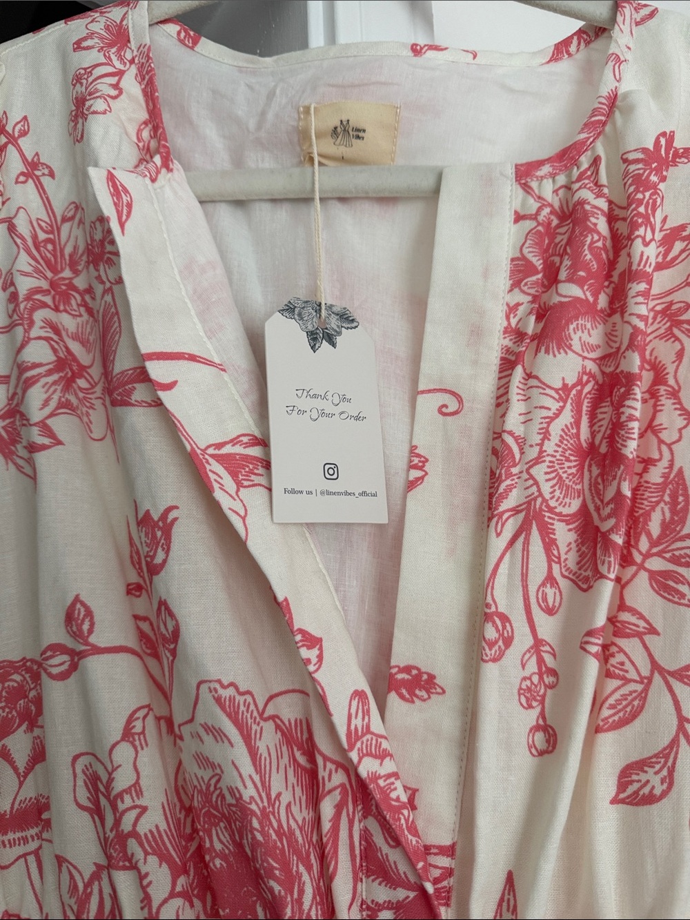 Linen Vibes Pink Floral Smocked Waist Maxi Dress - Picture 3 of 4